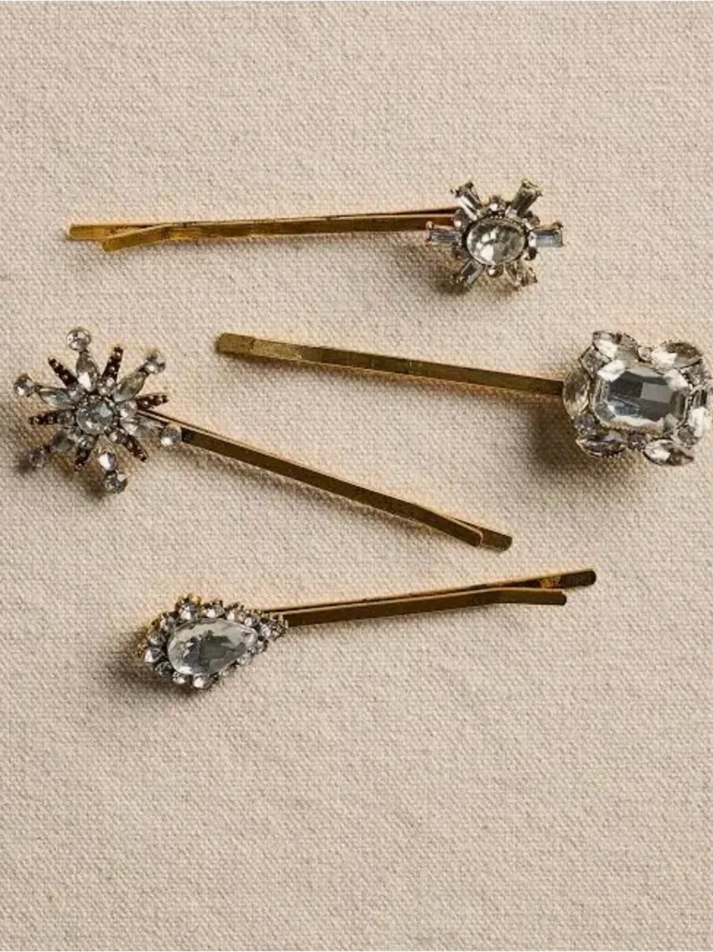Free People Gold Rhinestone Floral Hair Pin Set